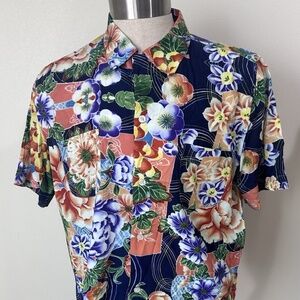 J. Peterman Co Hawaiian Style Floral Rayon Shirt Men's Medium